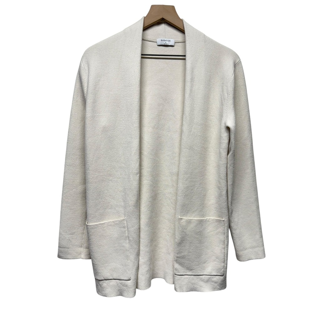 Aritzia Babaton Cream Open Front Cardigan Women Sz S Pockets Minimalist‎